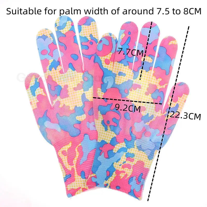 Breathable Garden Gloves Printed High Eastic Nylon Work Non-Slip Household Labor Protection Gloves For Mechanic Construction