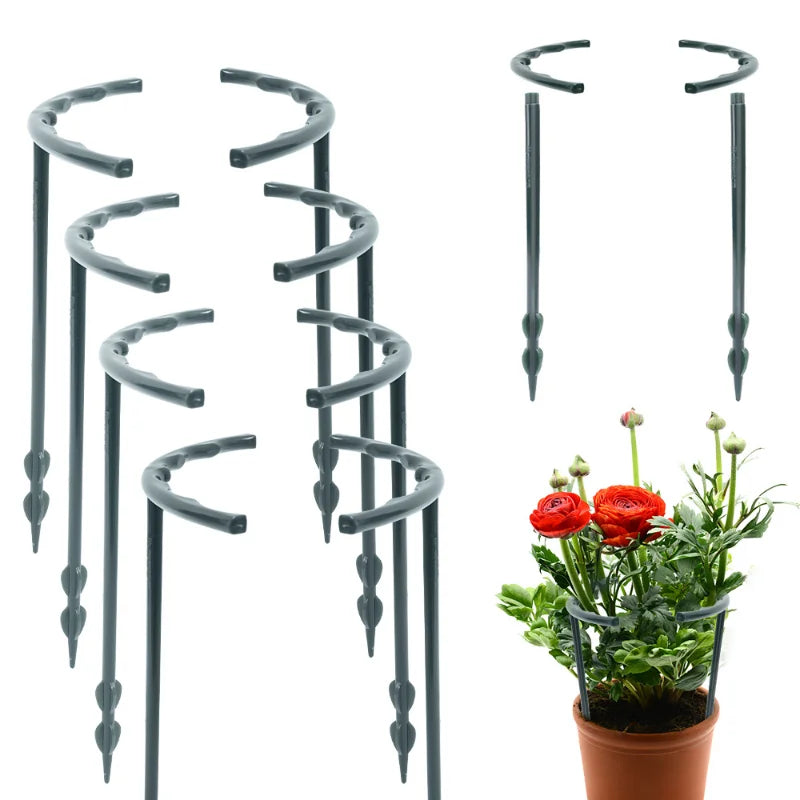 2/4/8/10Pcs Plastic Plant Support Garden Flowers Cage Holder Half Round Support Ring Flower Pot Climbing Stake Garden Supplies