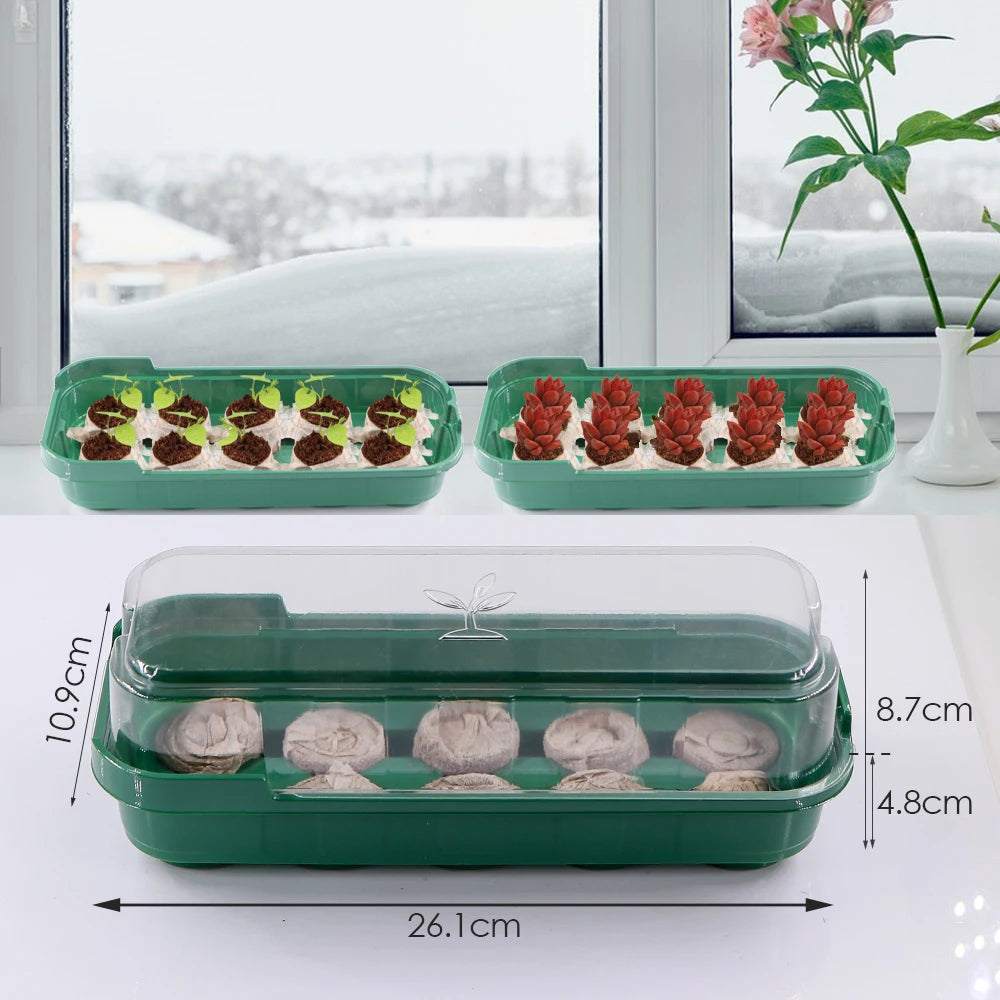 3-styles Plant Seed Starting Pot with Transparent Cover Nursery Seedling Trays Germination Indoor Garden Greenhouse Growth Pots