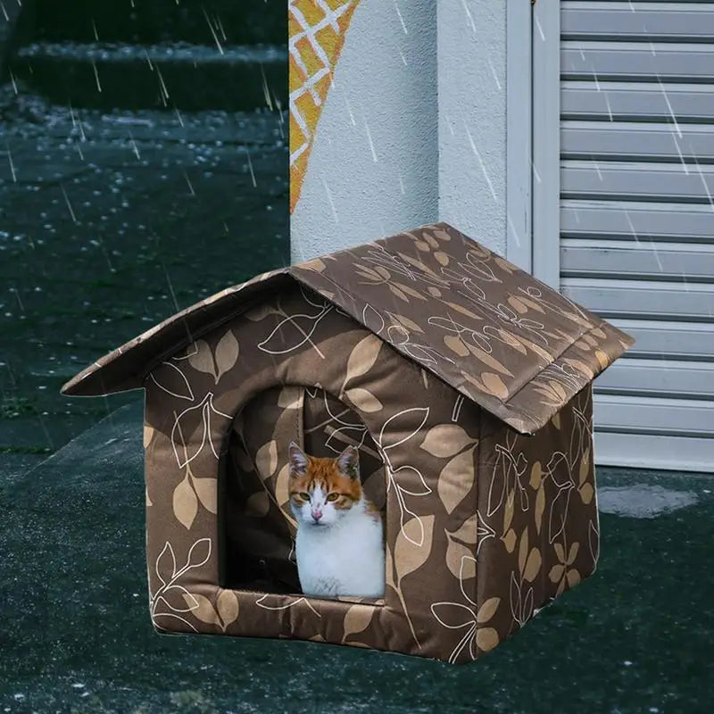 Pet House Outdoor Stray Cat Shelter Oxford Cloth Waterproof Cat Bed Deep Sleep House Stray Dog Winter Garden Puppy Kitten Cave