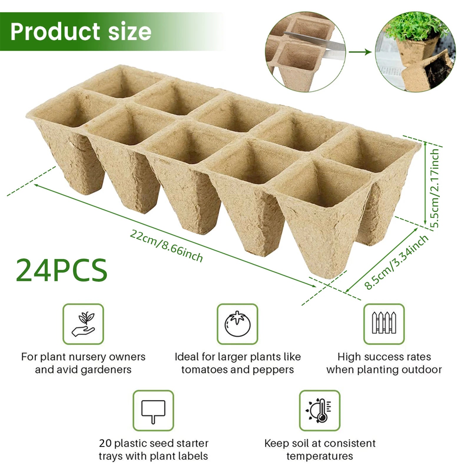 240 Cell Seed Starter Tray Kit Reusable Seedling Tray Breathable Seed Starting Tray Germination Trays with 20 Plants Labels