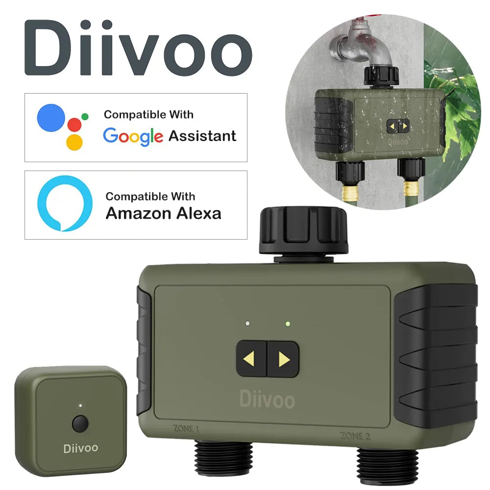 Diivoo 1/2/3 Zone Garden Watering Timer Wifi Automatic Drip Irrigation Controller Water Valve Garden Automatic Watering System