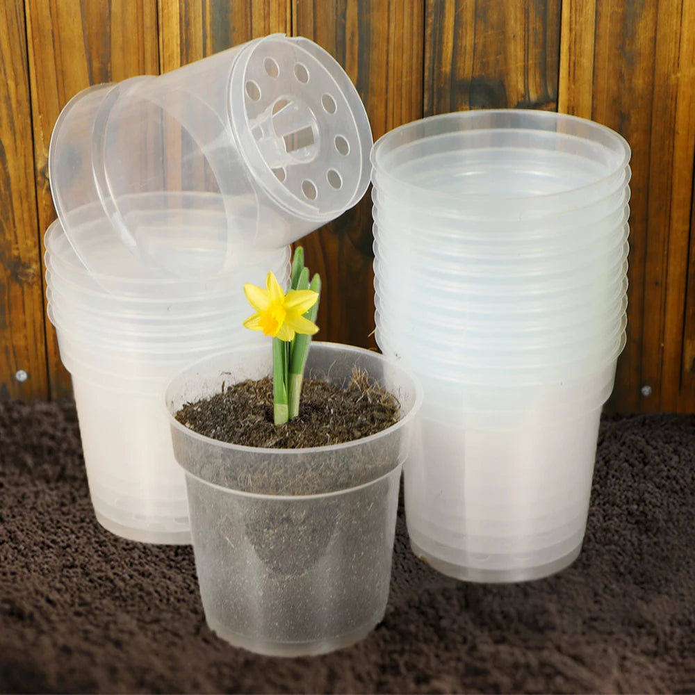 Clear Orchid Hard Pots with Holes Plastic Transparent Flower Planter Indoor Plant Hydroponic Pot Seed Starting Nursery Container