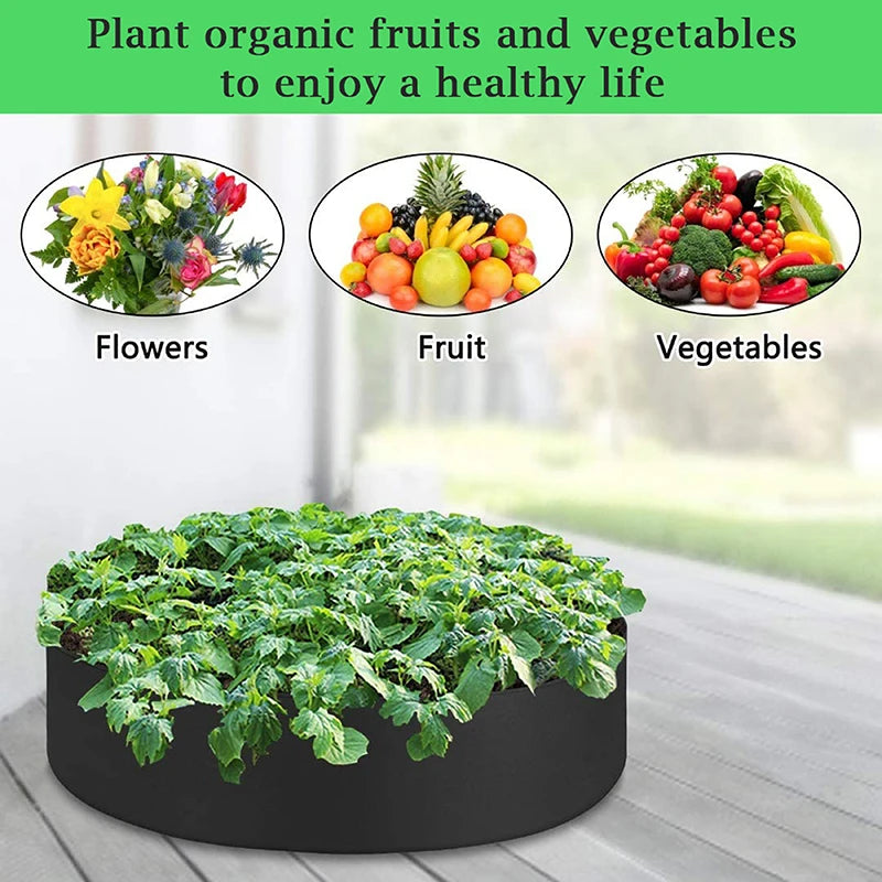 Round Fabric Felt Garden Flower Grow Bag Raised Garden Bed Vegetable Planting Bag Planter Pot with Handles Planting Pots