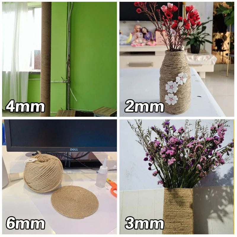 1mm-12mm Natural Jute Burlap Rope Cord String For Weddings Belt Strap Floristry Party Gardening Decoration DIY Gift Packing