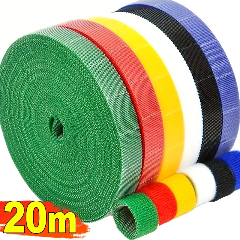 2M/Roll Reusable Cable Ties Self Adhesive Loop Bundle Fastener USB Cable Winder Management Nylon Plant Vines Tie Garden Supplies