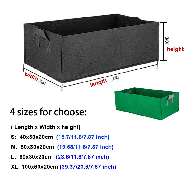 4 Sizes Fabric Raised Garden Bed Square Plant Flower Grow Bag Vegetable Planting Planter Pot with Handles for Garden Tool D4