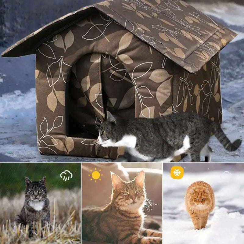 Pet House Outdoor Stray Cat Shelter Oxford Cloth Waterproof Cat Bed Deep Sleep House Stray Dog Winter Garden Puppy Kitten Cave