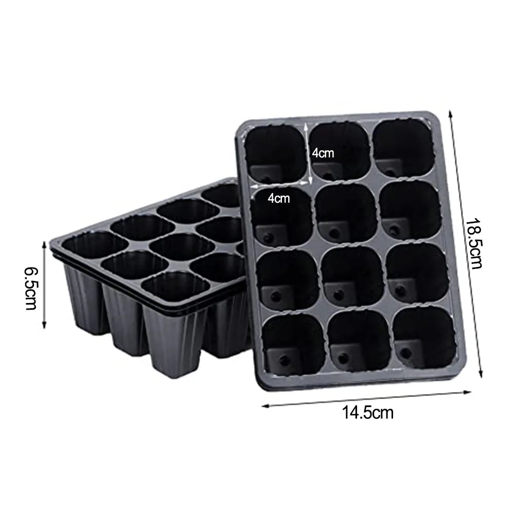 10pcs 12 Cells Plant Starter Trays Germination Propagation For Vegetable Fruit Tray With Breathable Holes Nursery Trays Lids