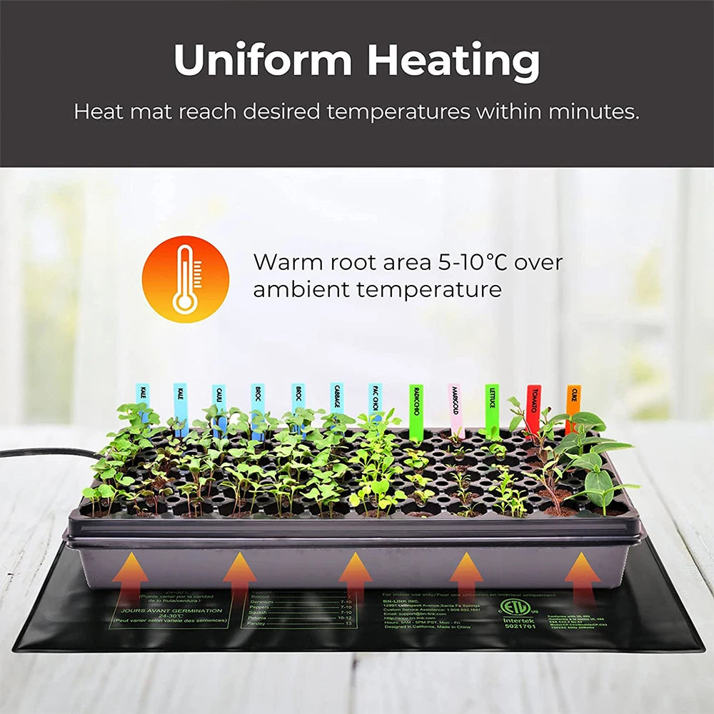 Durable Seedling Heat Mat Warm Hydroponic Heating Pad Waterproof 10" x 20.75" for Seed Starting Greenhouse and Germination