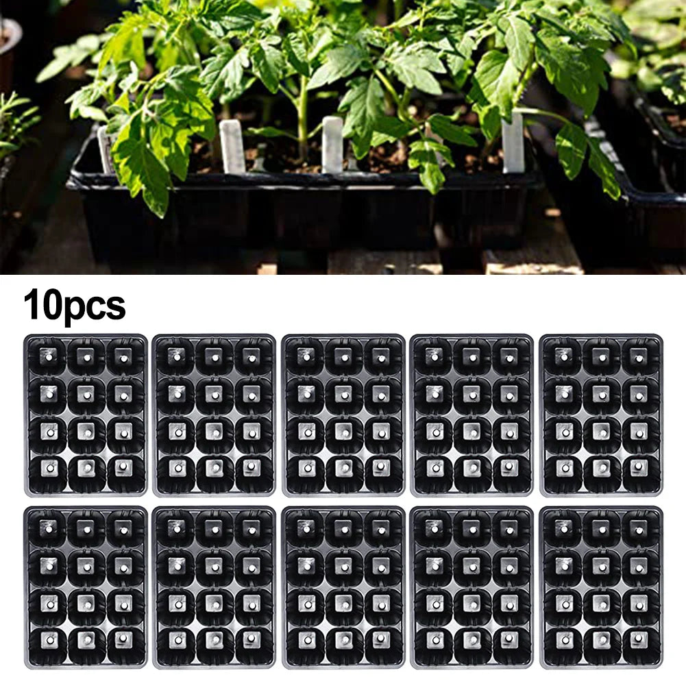 10pcs 12 Cells Plant Starter Trays Germination Propagation For Vegetable Fruit Tray With Breathable Holes Nursery Trays Lids