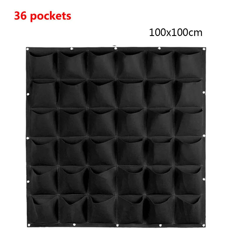 36 Pockets Vertical Garden bed pots flower grow bags Wall-mounted Hanging Planting Bag Black Non-woven Fabrics Vegetable Yard D4