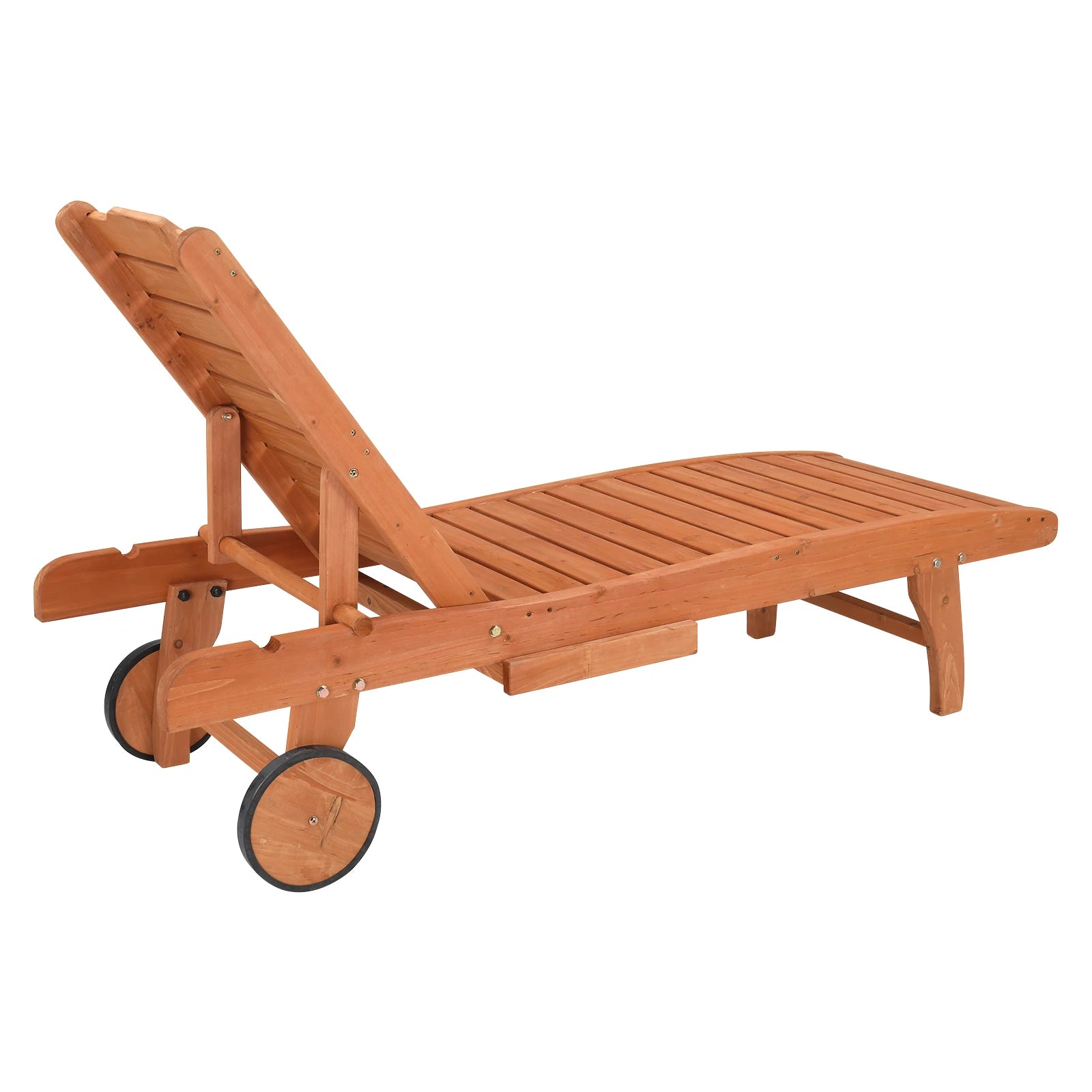 183*58*36.5cm Outdoor Garden Fir With Wheels And Drawers Two-Speed Adjustment Garden Wooden Bed Burlywood