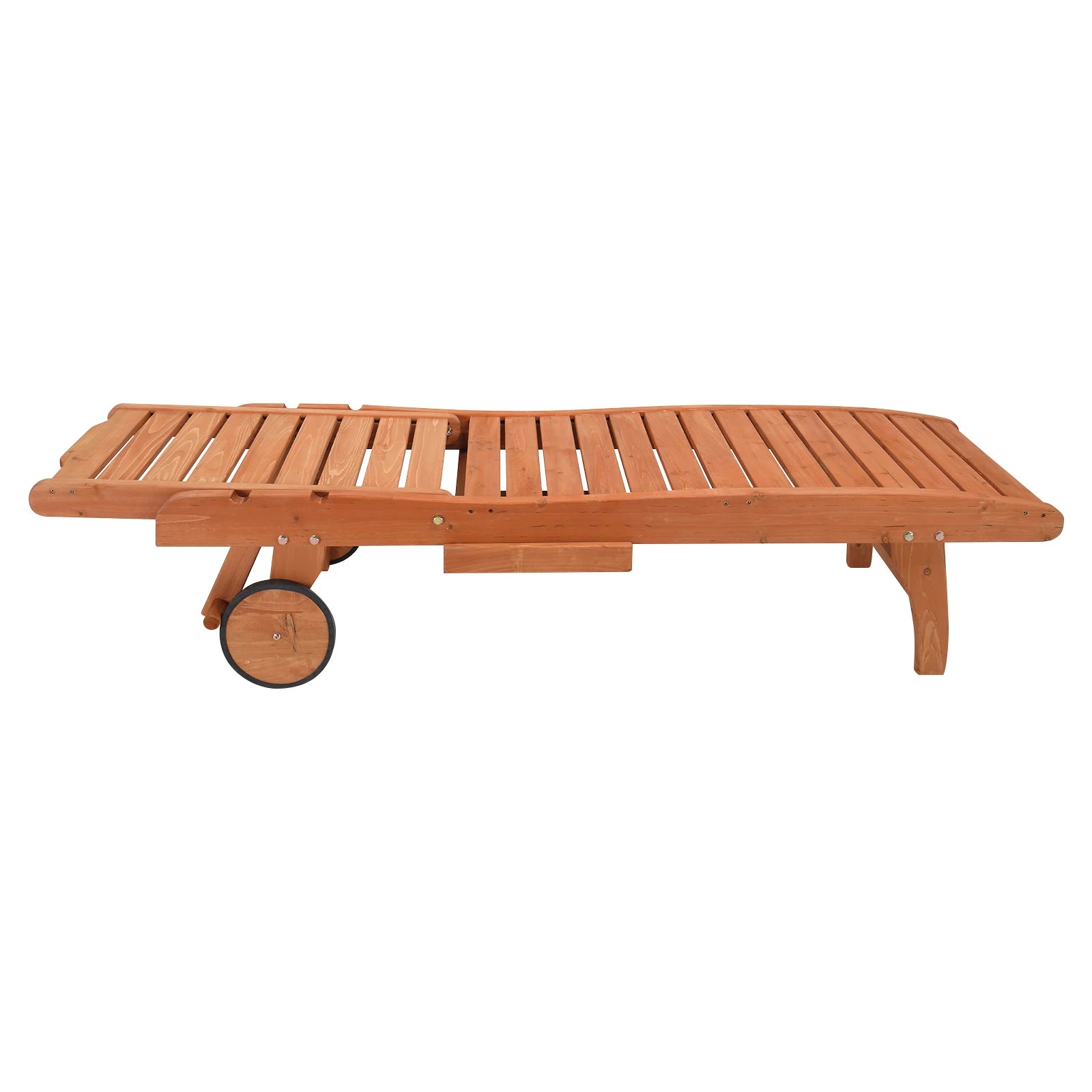 183*58*36.5cm Outdoor Garden Fir With Wheels And Drawers Two-Speed Adjustment Garden Wooden Bed Burlywood