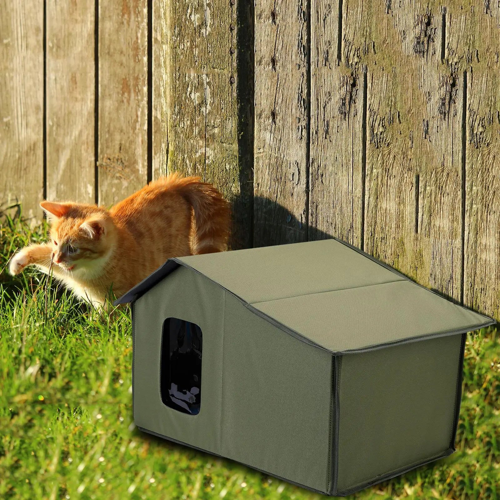 Cat House for Outdoor Cats Tent Waterproof Cozy Windproof Sleeping Kitty Dog House for Puppy Courtyard Lawn Backyard Garden