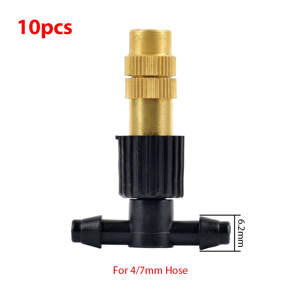 Adjustable Brass Nozzle Connection 1/4 1/2 Inch Hose Garden Spray Cooling Irrigation System