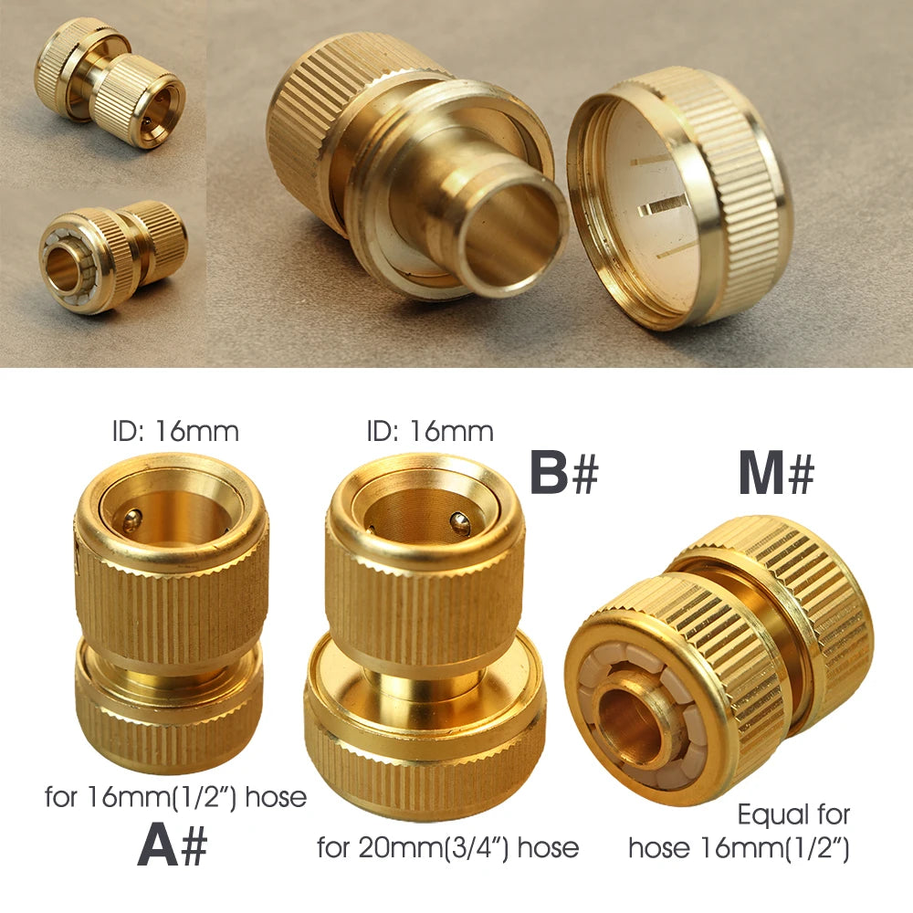 1/2'' 3/4'' 1'' Brass Tap Quick Connecter 16mm 20mm Copper Hose Coupling Adapter Garden Tubing Repair Watering Gun Fittings Tool