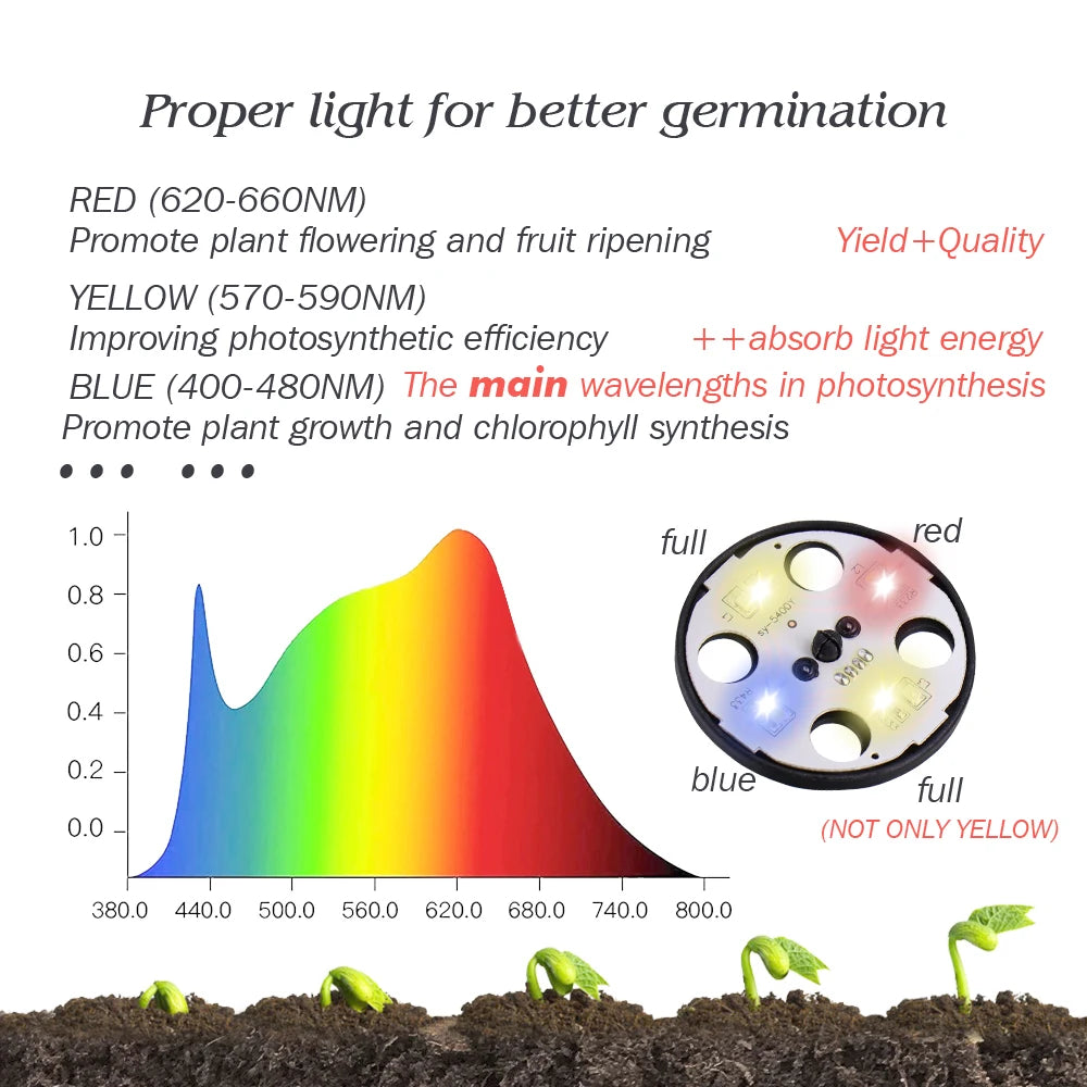 2-types Full Spectrum LED Grow Light Winter Seeds Starter Tray Kit Fittings for Greenhouse Indoor Garden Growth Pots Supplies