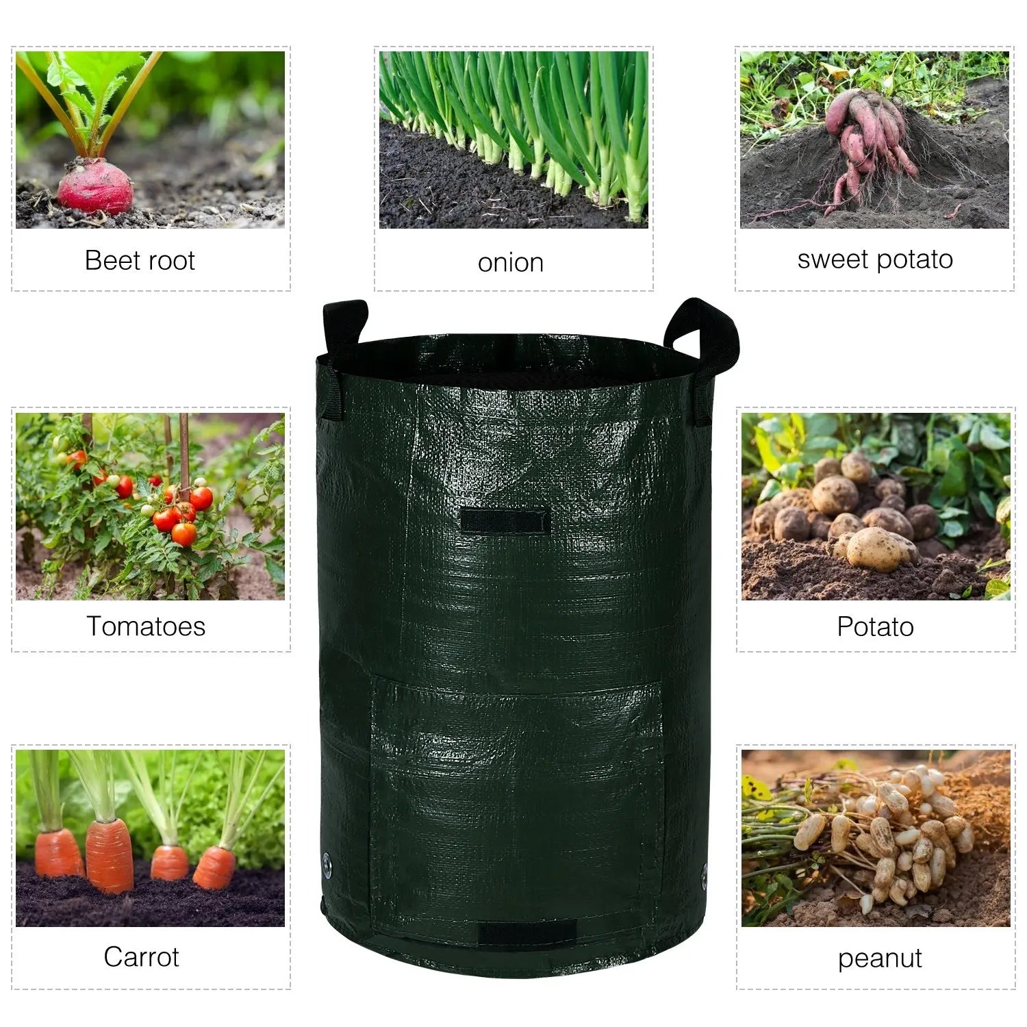 3/5/7/10 Gallon Plant Growing Bags Potato Vegetable PE Grow Bags with Handle Outdoor Garden Thicken Pot Onion Growing Bag 1-10Pc