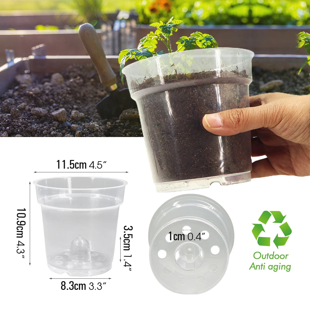 Clear Orchid Hard Pots with Holes Plastic Transparent Flower Planter Indoor Plant Hydroponic Pot Seed Starting Nursery Container