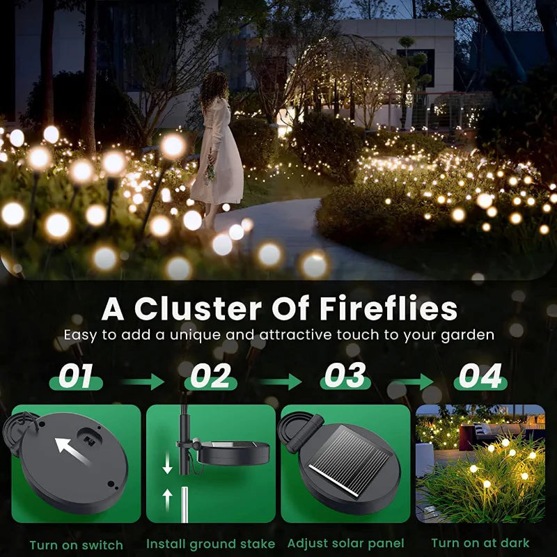 1/4/8/12Pack Outdoor LED Solar Lights Waterproof Starburst Firefly Lights Lawn Garden Lamp for Path Landscape Decorative Lights