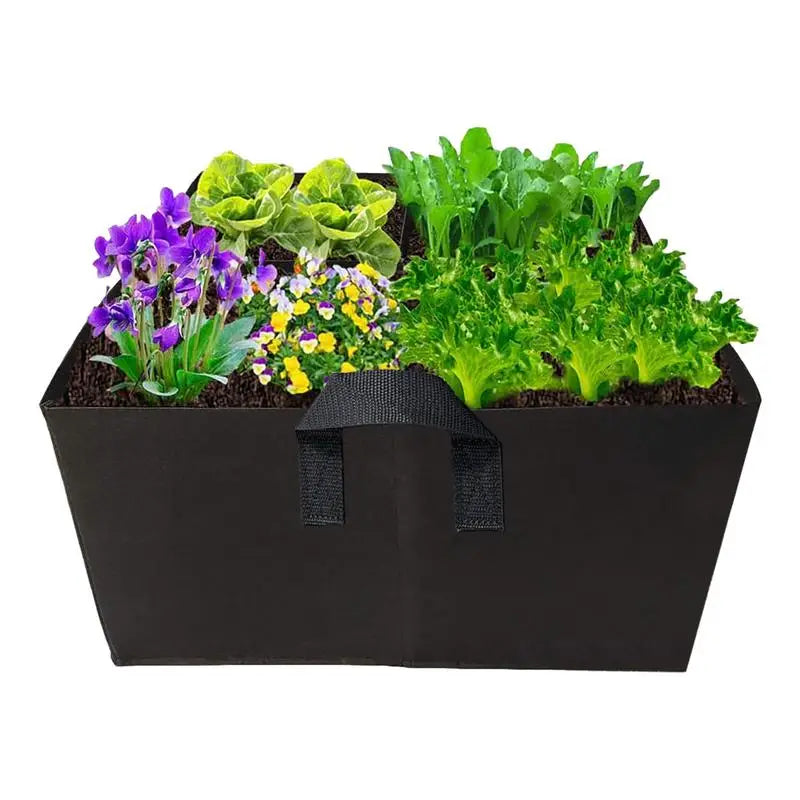 Garden Grow Bed Bags Rectangle Fabric Raised Garden Bed Foldable Thickened Plant Grow Bags With Carrying Handle For Outdoor