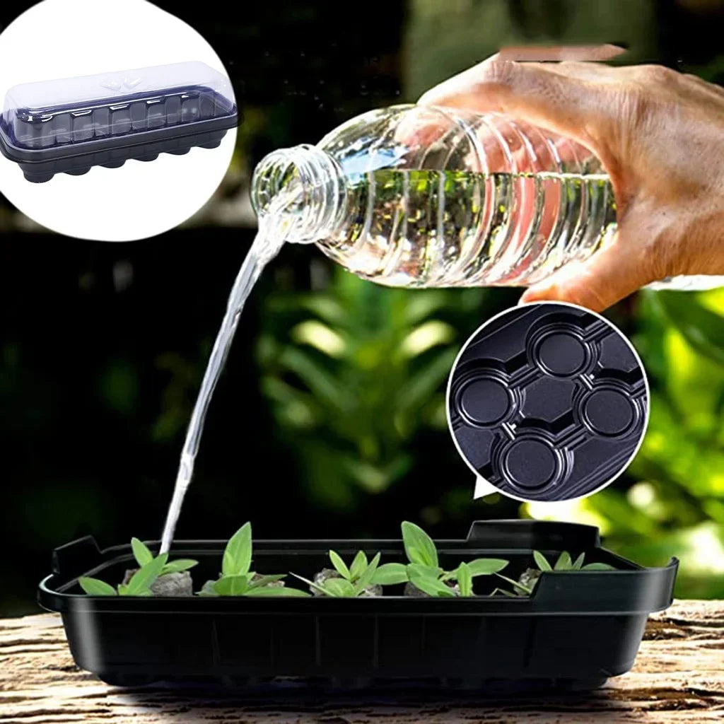 12 Holes Plastic Nursery Pots Planting Seed Tray Kit Cells Seed Tray Grow Box Seedling Starter Germination Garden Grow Box