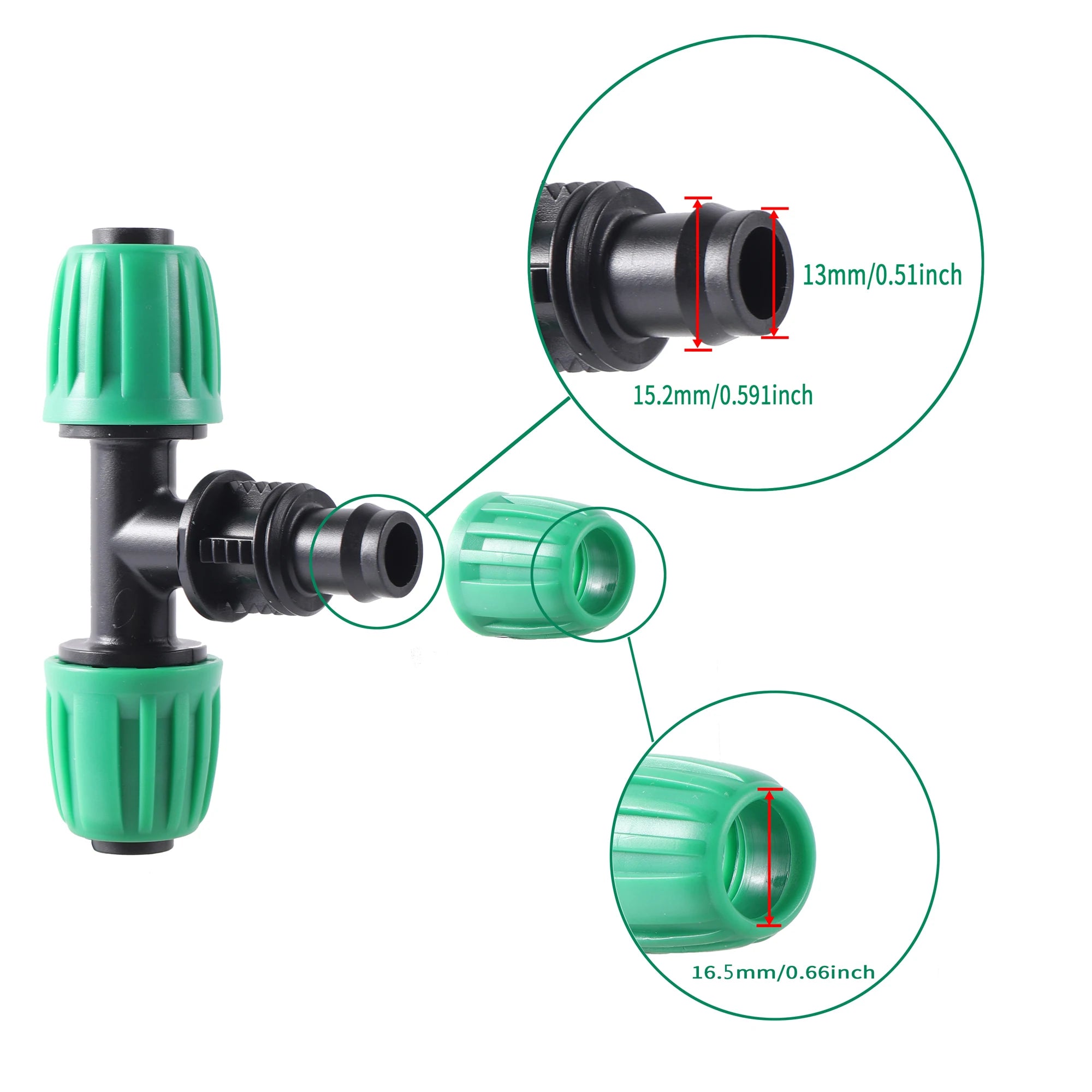 16mm PE Pipe Locked Connector Lock Nuts Garden Water Coupling 1/2'' Pipe 4/7mm Hose Fittings Garden Agriculture Irrigation Joint